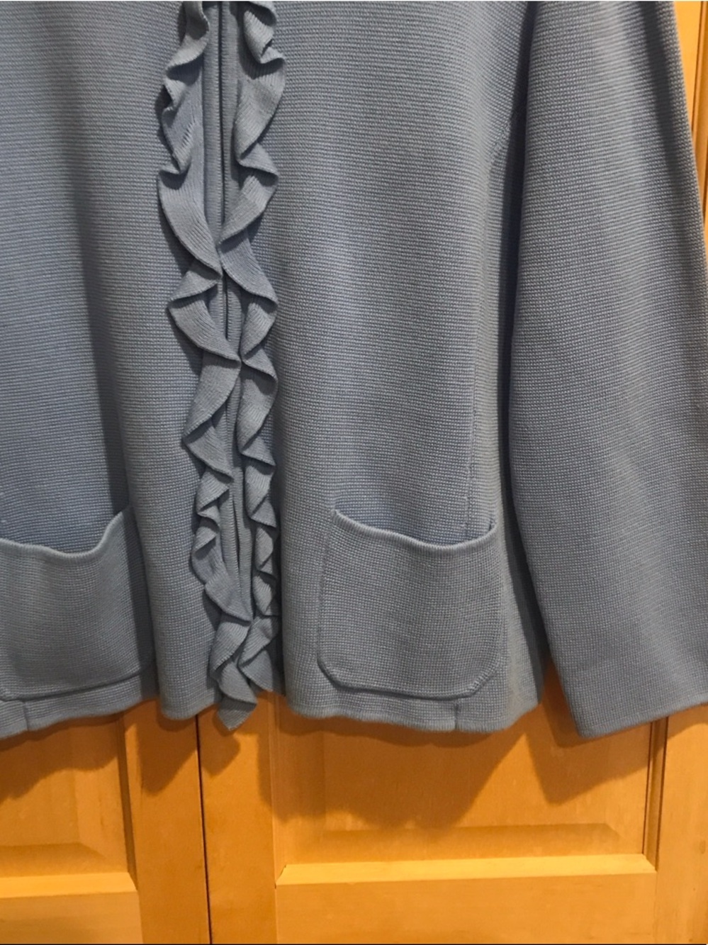Talbots Light Blue Ruffle-Front Cardigan Sweater - Picture 4 of 5